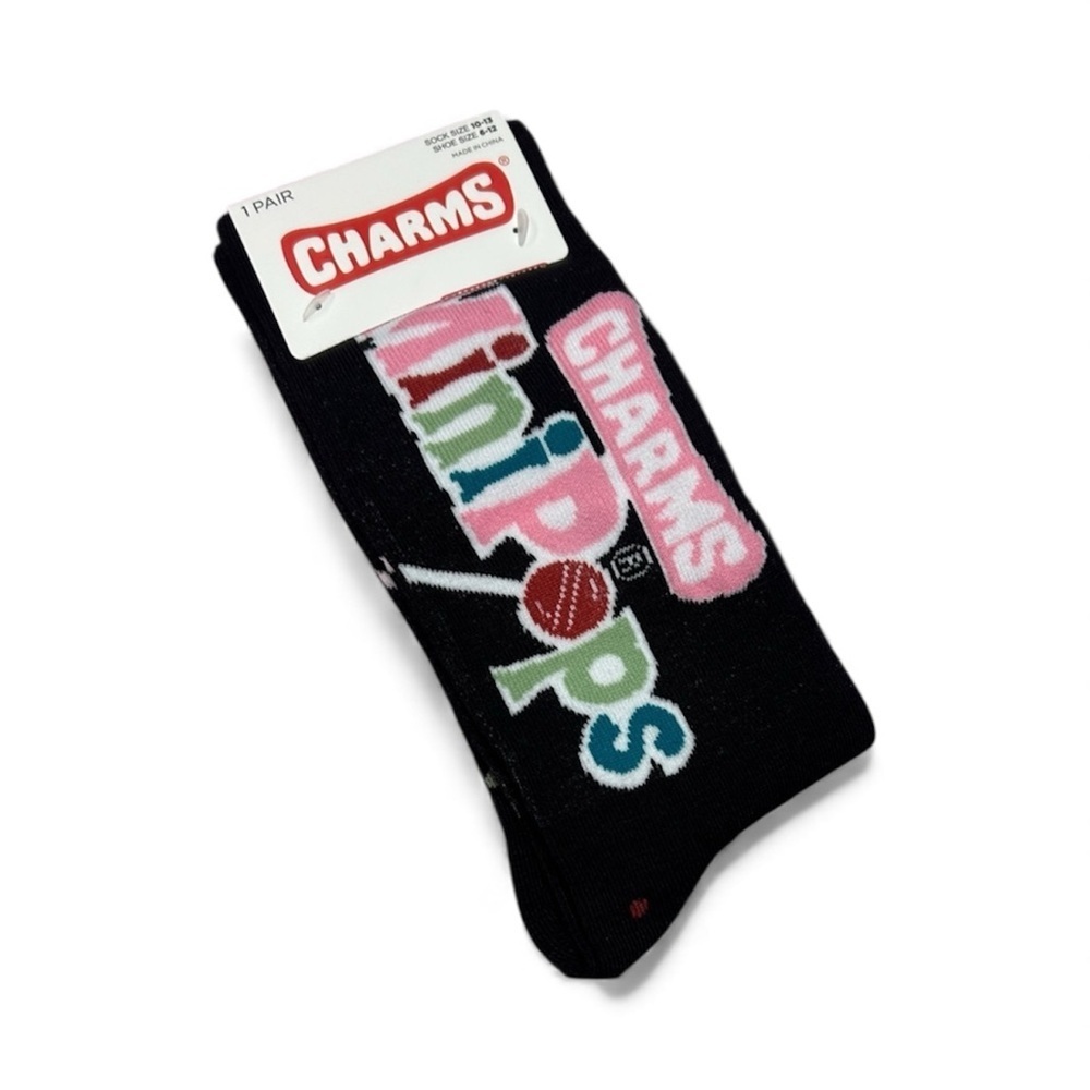 Charms Mini Pops Black with Colorful Polka Dots Novelty Socks